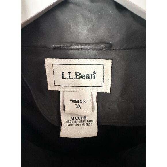 L.L Bean Black Women Plus Snap Button Raincoat Boxy Overcoat Missing Hood 3X - Picture 6 of 10